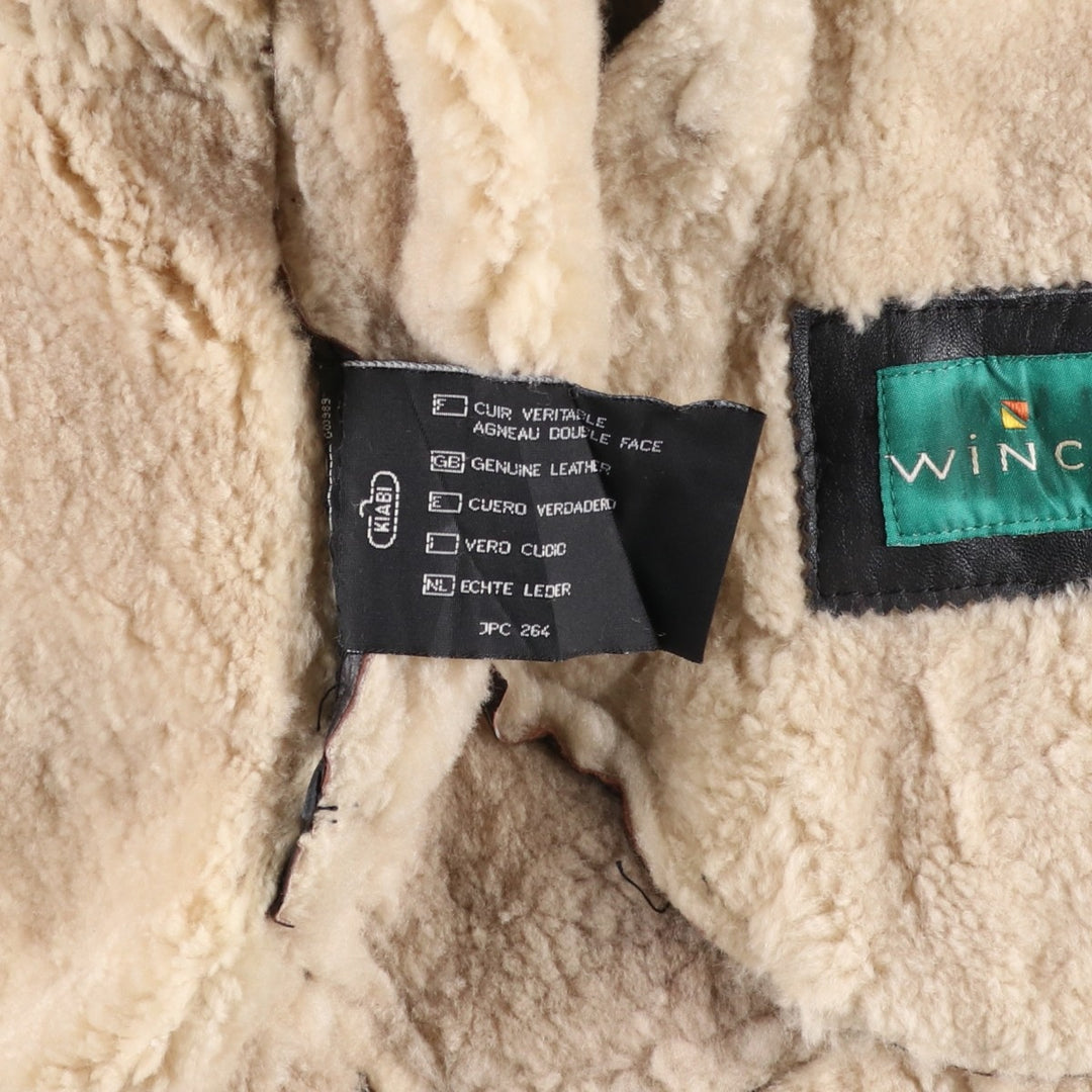 Vintage 1980'S KIABI WINCH B-3 Type Sheepskin Mouton Flight Jacket, Men's Size L genuine leather black type Vintage Second Hand