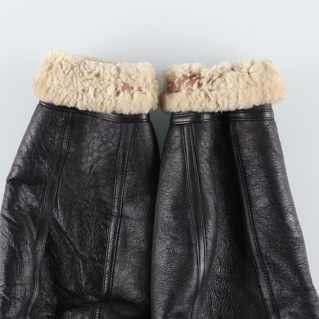 Vintage 1980'S KIABI WINCH B-3 Type Sheepskin Mouton Flight Jacket, Men's Size L genuine leather black type Vintage Second Hand