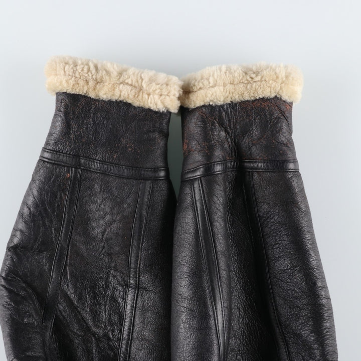 Vintage 1980'S KIABI WINCH B-3 Type Sheepskin Mouton Flight Jacket, Men's Size L genuine leather black type Vintage Second Hand