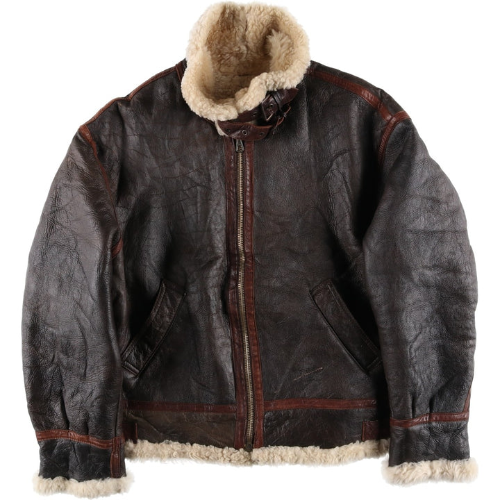 Vintage DANIEL ADVENTURE B-3 Type Sheepskin Mouton Flight Jacket, Men's Size L unclear brown type Vintage Second Hand