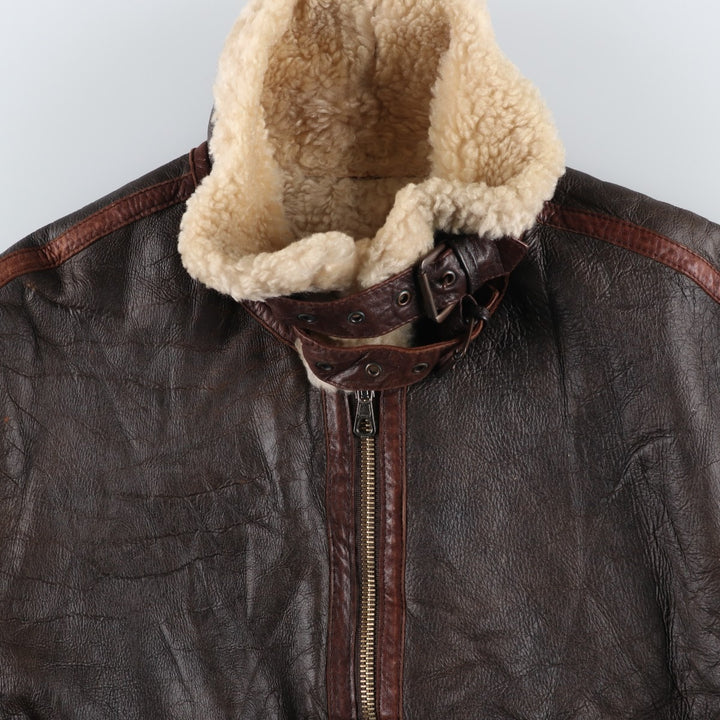 Vintage DANIEL ADVENTURE B-3 Type Sheepskin Mouton Flight Jacket, Men's Size L unclear brown type Vintage Second Hand