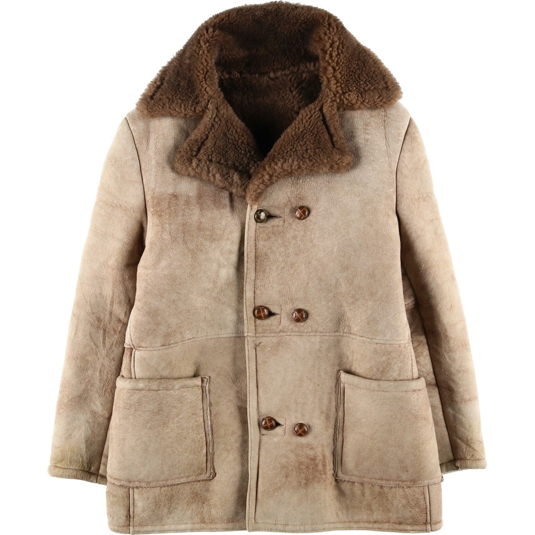 Vintage Lawrence sheepskin shearling lunch coat, made in the USA, size M, men's. Genuine Leather Sheepskin Beige type Vintage Second Hand
