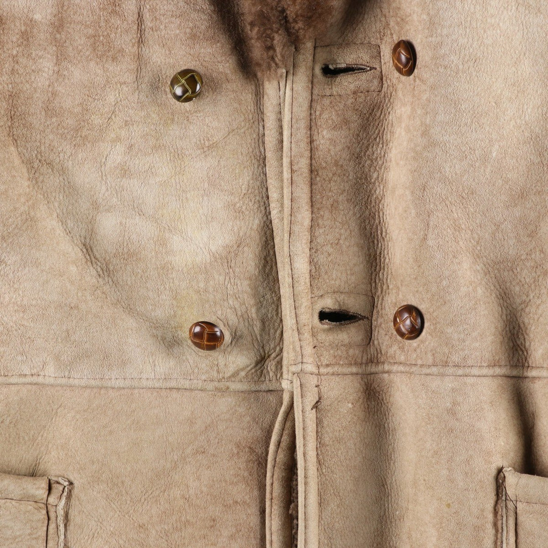 Vintage Lawrence sheepskin shearling lunch coat, made in the USA, size M, men's. Genuine Leather Sheepskin Beige type Vintage Second Hand