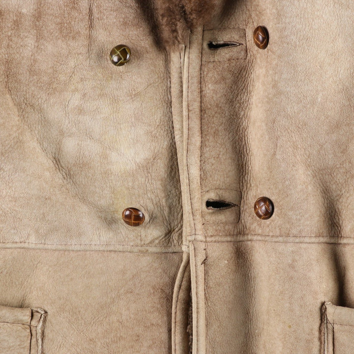 Vintage Lawrence sheepskin shearling lunch coat, made in the USA, size M, men's. Genuine Leather Sheepskin Beige type Vintage Second Hand