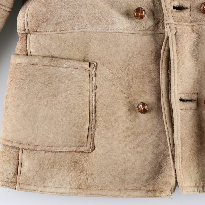 Vintage Lawrence sheepskin shearling lunch coat, made in the USA, size M, men's. Genuine Leather Sheepskin Beige type Vintage Second Hand