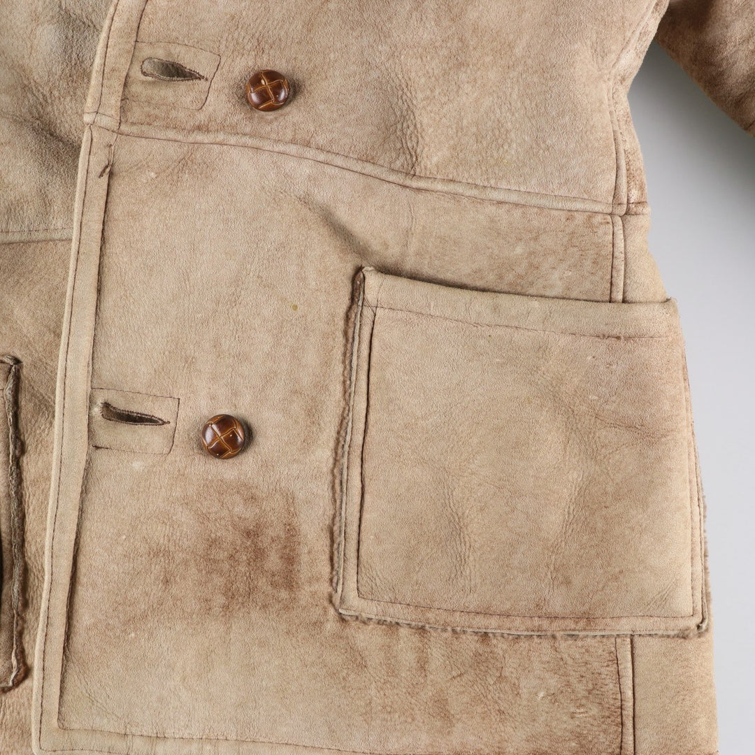 Vintage Lawrence sheepskin shearling lunch coat, made in the USA, size M, men's. Genuine Leather Sheepskin Beige type Vintage Second Hand