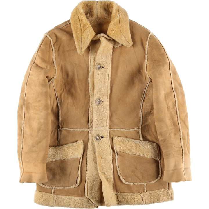 Vintage 1970'S Buckboard Sheepskin Mouton Jacket, Men's Size Medium Genuine Leather Suede Leather Beige type Vintage Second Hand