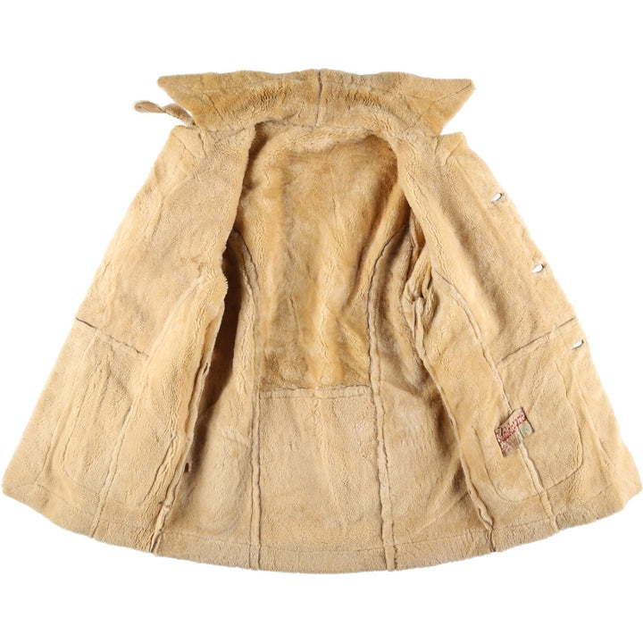 Vintage 1970'S Buckboard Sheepskin Mouton Jacket, Men's Size Medium Genuine Leather Suede Leather Beige type Vintage Second Hand