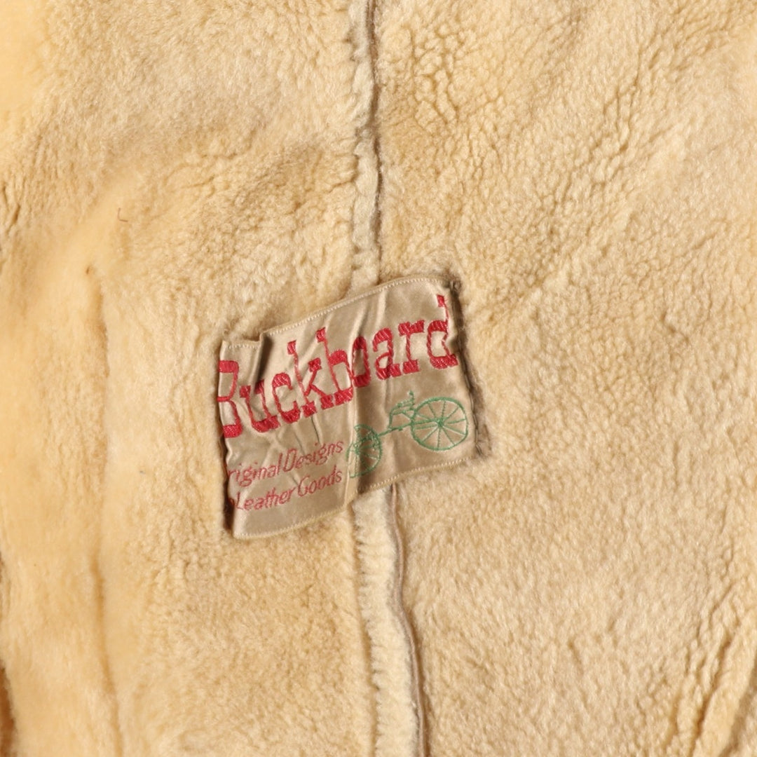 Vintage 1970'S Buckboard Sheepskin Mouton Jacket, Men's Size Medium Genuine Leather Suede Leather Beige type Vintage Second Hand