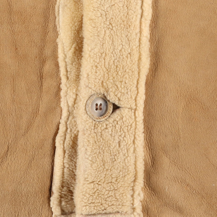 Vintage 1970'S Buckboard Sheepskin Mouton Jacket, Men's Size Medium Genuine Leather Suede Leather Beige type Vintage Second Hand