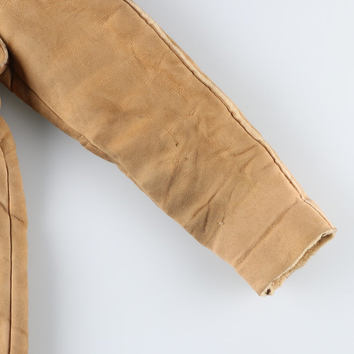 Vintage 1970'S Buckboard Sheepskin Mouton Jacket, Men's Size Medium Genuine Leather Suede Leather Beige type Vintage Second Hand