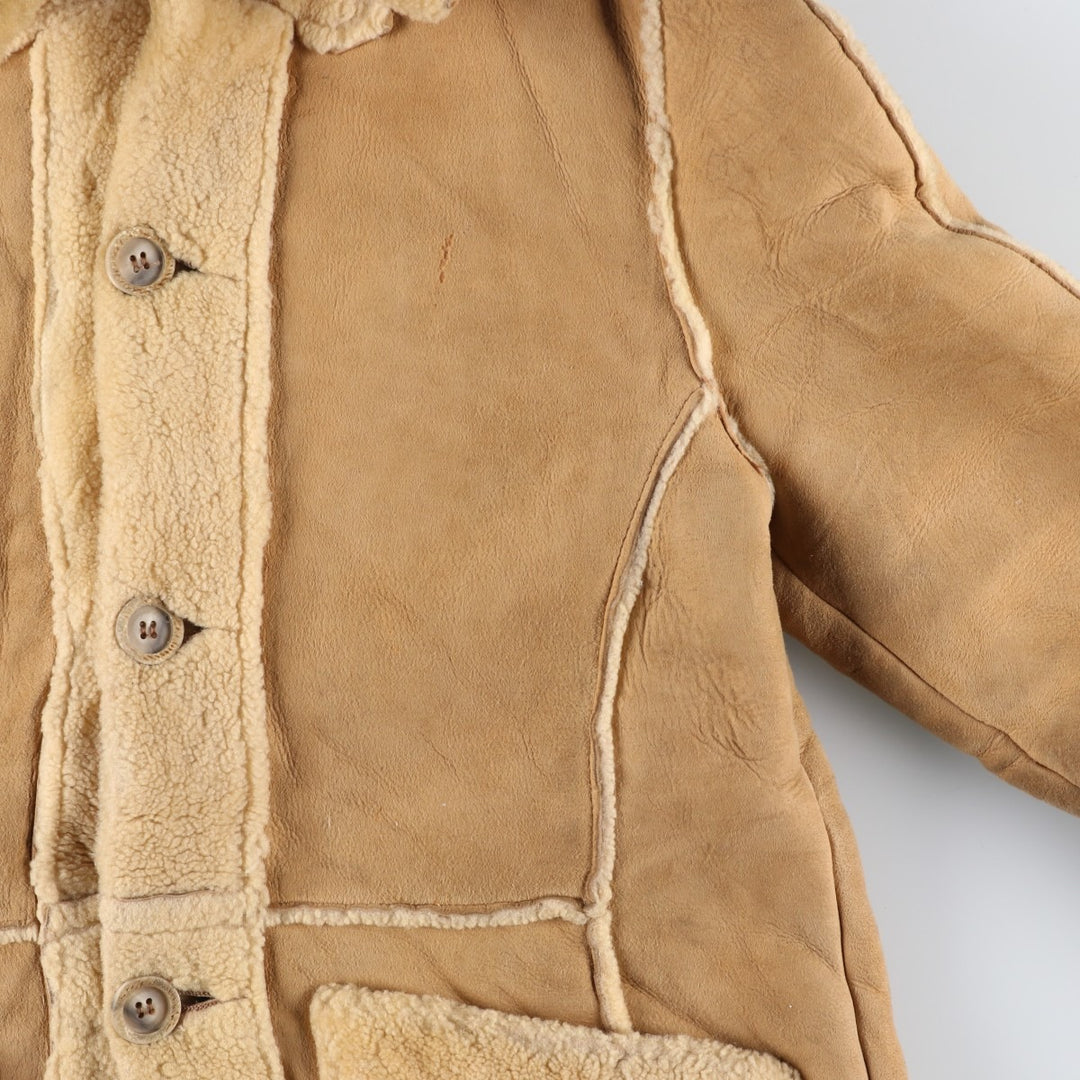 Vintage 1970'S Buckboard Sheepskin Mouton Jacket, Men's Size Medium Genuine Leather Suede Leather Beige type Vintage Second Hand