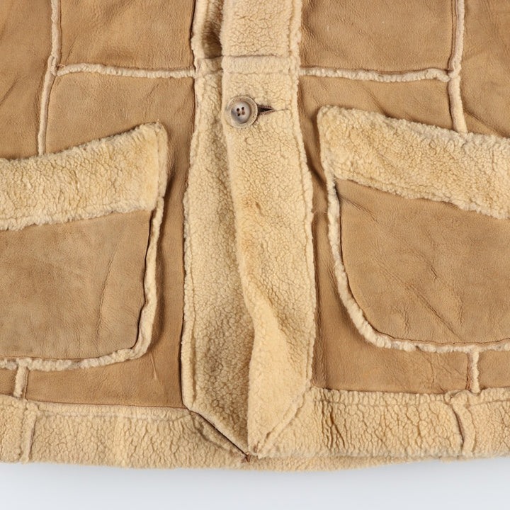 Vintage 1970'S Buckboard Sheepskin Mouton Jacket, Men's Size Medium Genuine Leather Suede Leather Beige type Vintage Second Hand