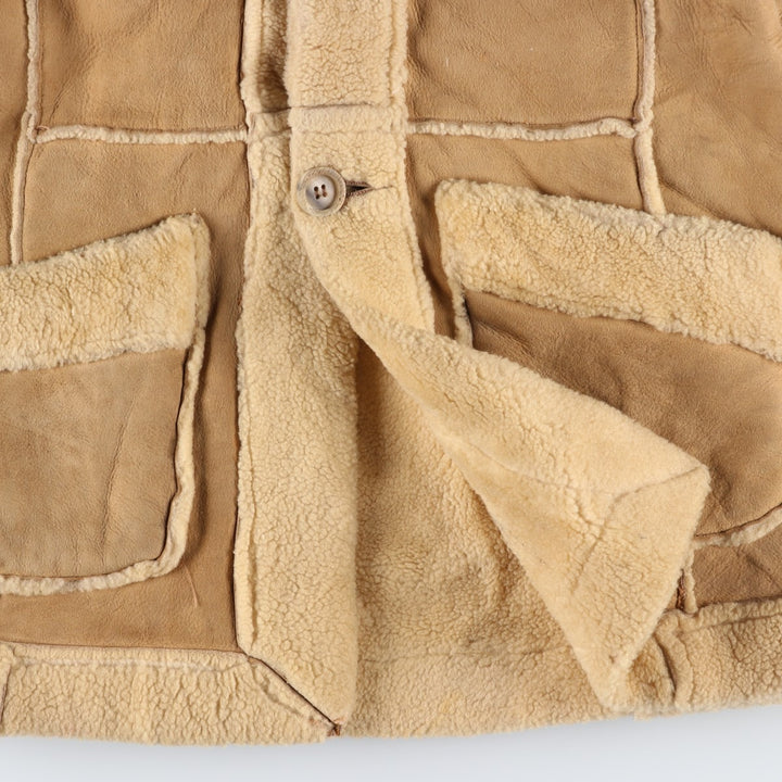 Vintage 1970'S Buckboard Sheepskin Mouton Jacket, Men's Size Medium Genuine Leather Suede Leather Beige type Vintage Second Hand