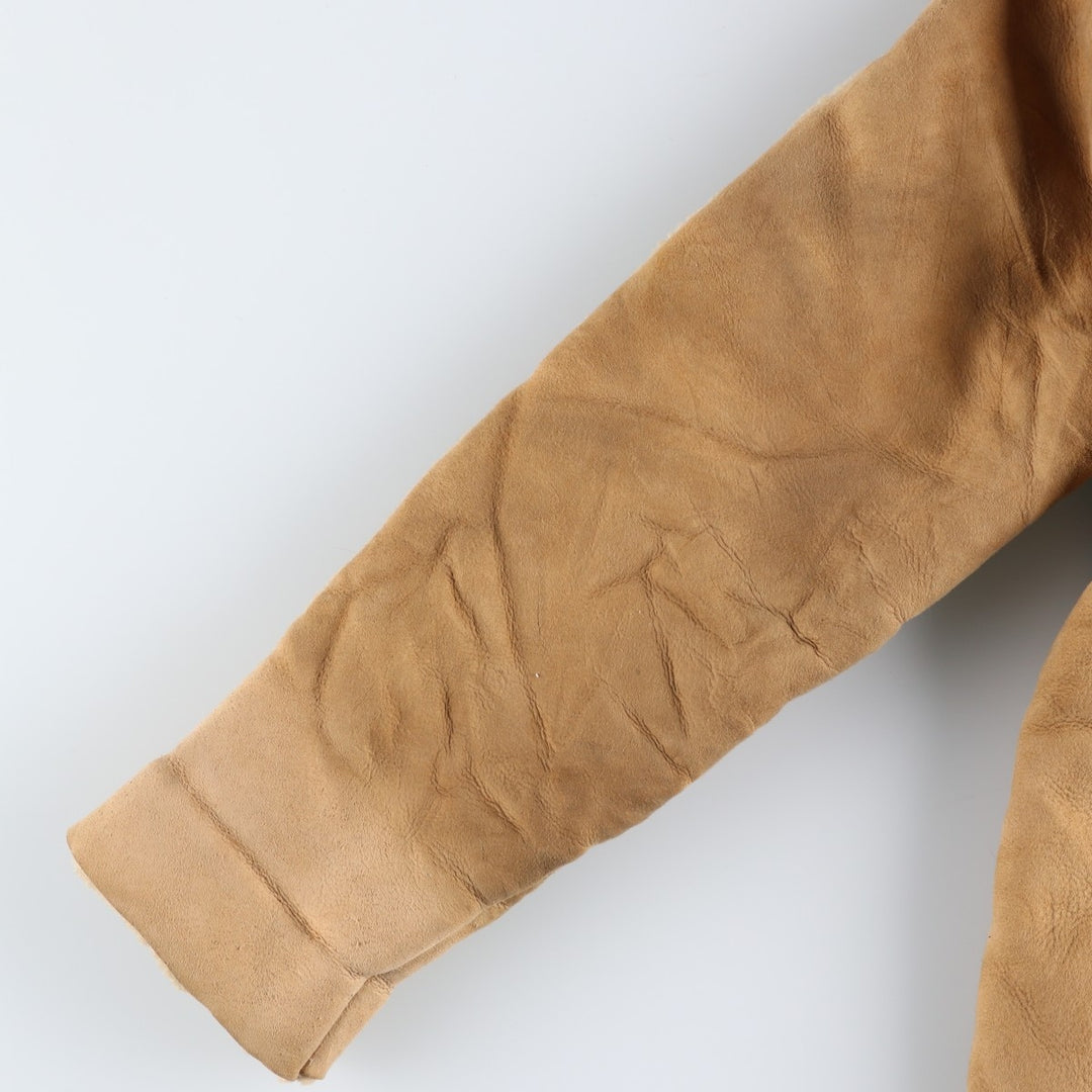 Vintage 1970'S Buckboard Sheepskin Mouton Jacket, Men's Size Medium Genuine Leather Suede Leather Beige type Vintage Second Hand