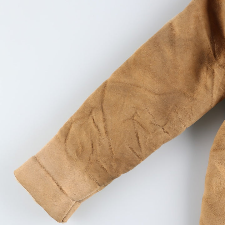 Vintage 1970'S Buckboard Sheepskin Mouton Jacket, Men's Size Medium Genuine Leather Suede Leather Beige type Vintage Second Hand