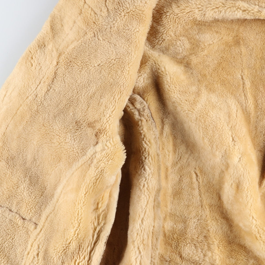 Vintage 1970'S Buckboard Sheepskin Mouton Jacket, Men's Size Medium Genuine Leather Suede Leather Beige type Vintage Second Hand