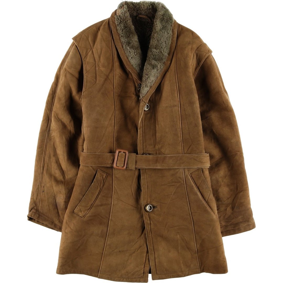 Vintage sheepskin mouton coat, men's size M unclear brown type Vintage Second Hand