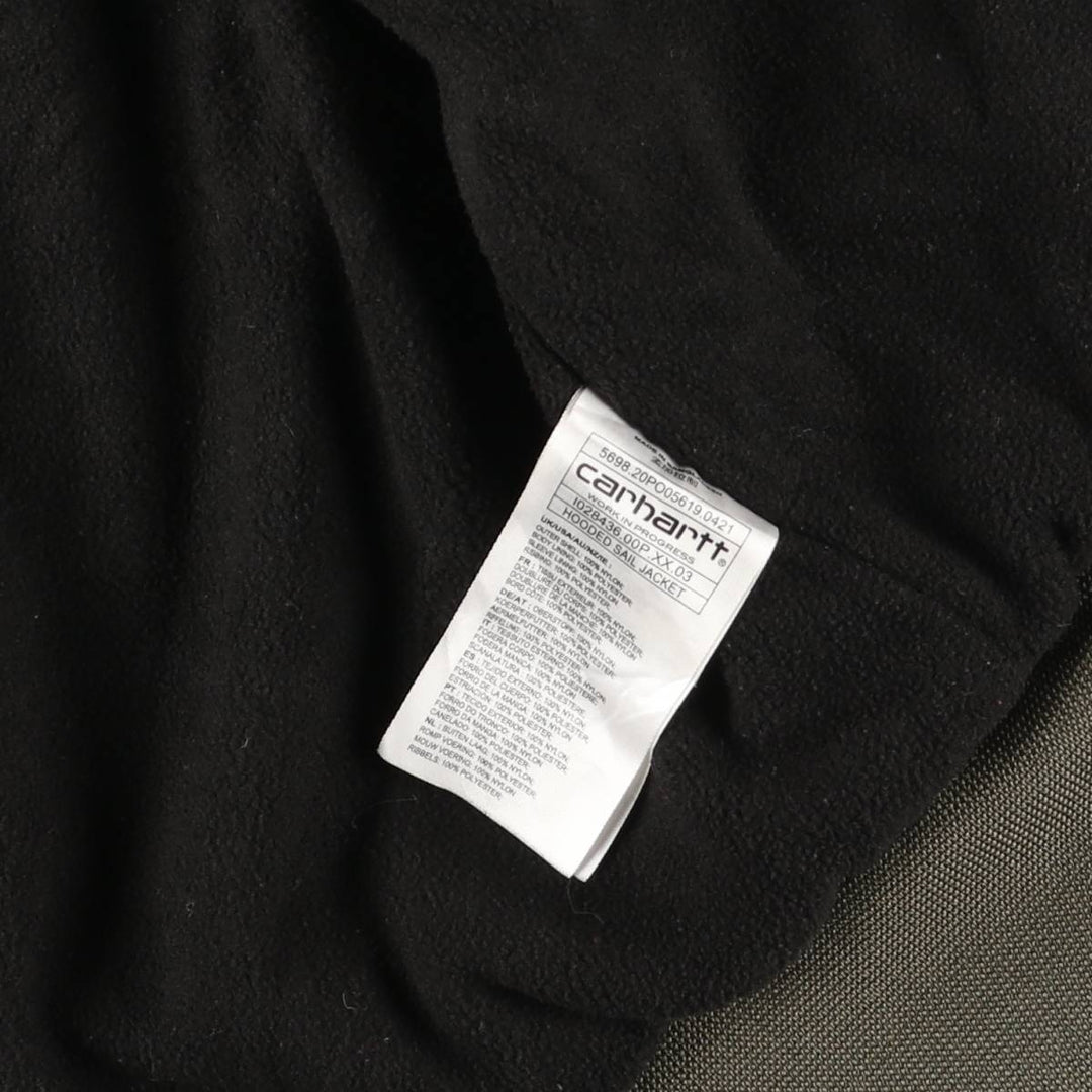 Carhartt Hooded Sail Jacket, nylon parka, men's size M Nylon Khaki type Vintage Second Hand