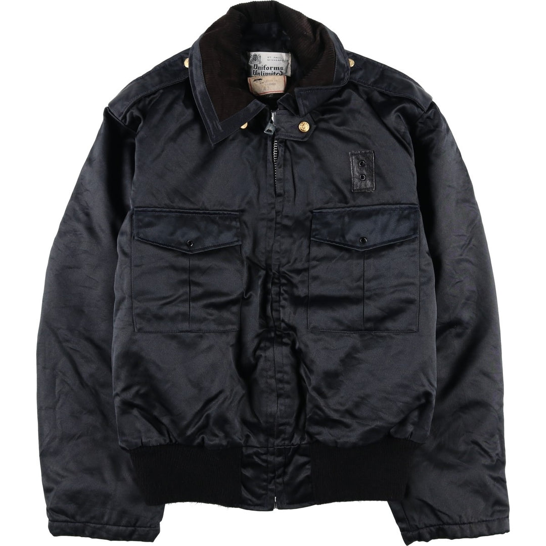Vintage 80s-90'S Uniforms Unlimited Policeman Jacket, Padded Puffer Jacket, Made in USA, Men's Size L Rayon black type Vintage Second Hand
