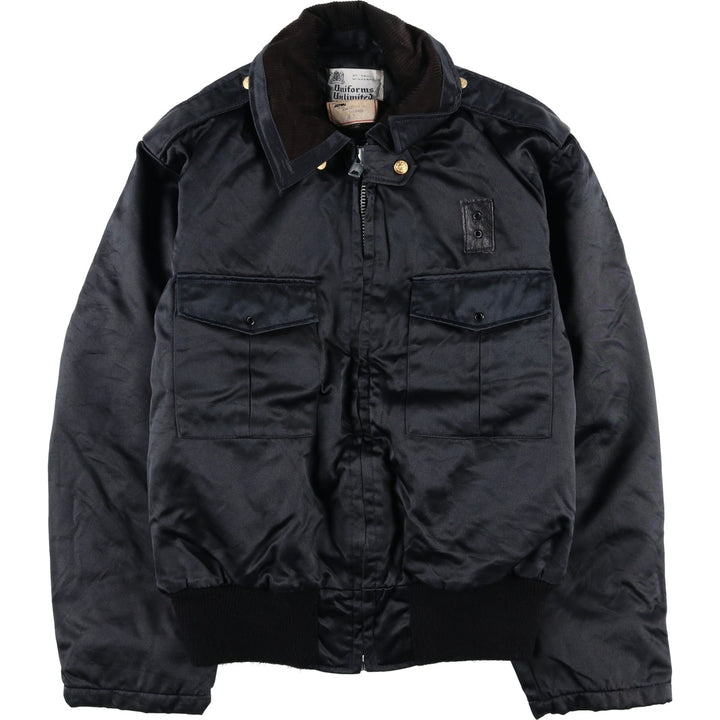 Vintage 80s-90'S Uniforms Unlimited Policeman Jacket, Padded Puffer Jacket, Made in USA, Men's Size L Rayon black type Vintage Second Hand