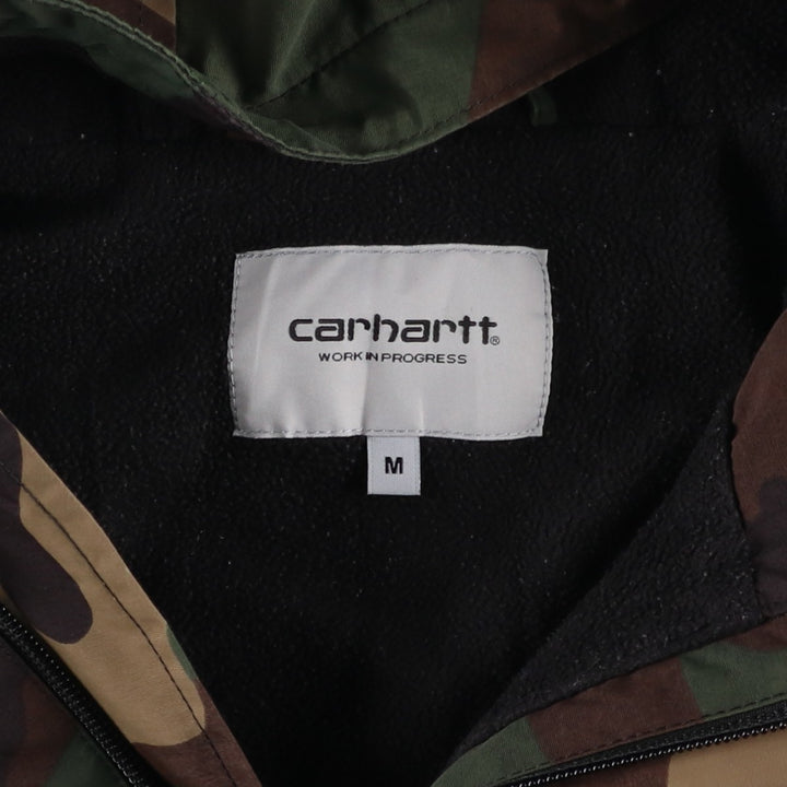 Carhartt NIMBUS PULLOVER Camouflage Pattern Woodland Camo Anorak Parka, Men's Size Medium Nylon Khaki type Vintage Second Hand