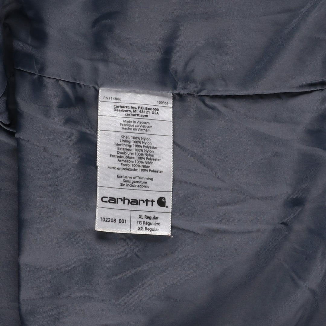 Carhartt padded puffer jacket, men's size XL Nylon black type Vintage Second Hand