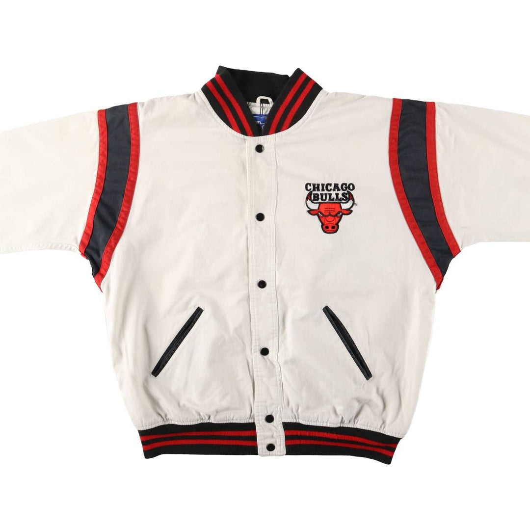 90'S Starter NBA Chicago Bulls Cotton Varsity Jacket, Men's Size XL cotton white type Vintage Second Hand