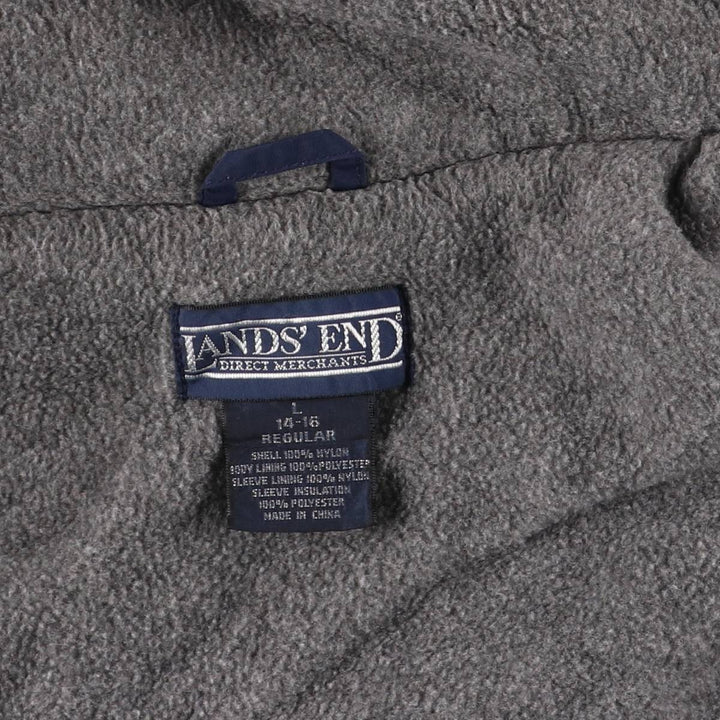 Vintage 80s-90'S Lands' End padded puffer jacket, size M, men's Nylon navy blue type Vintage Second Hand