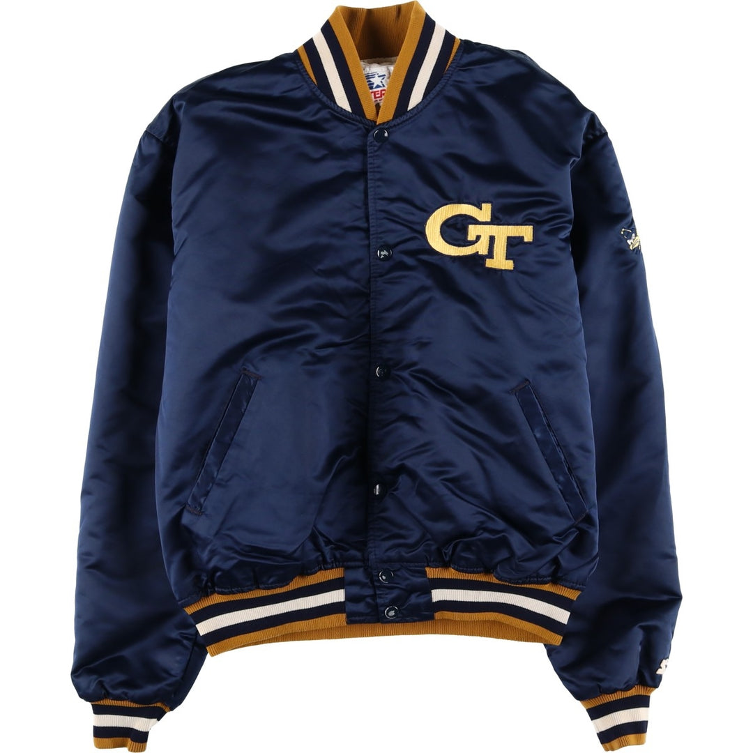 Vintage 1980'S Starter Nylon Varsity Jacket, Award Jacket, Made in USA, Men's XL Nylon navy blue type Vintage Second Hand