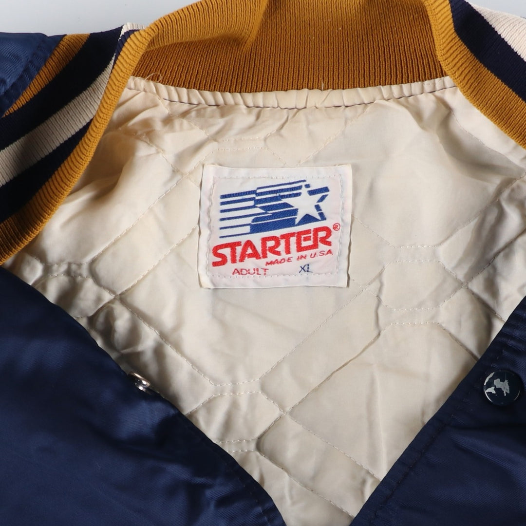 Vintage 1980'S Starter Nylon Varsity Jacket, Award Jacket, Made in USA, Men's XL Nylon navy blue type Vintage Second Hand