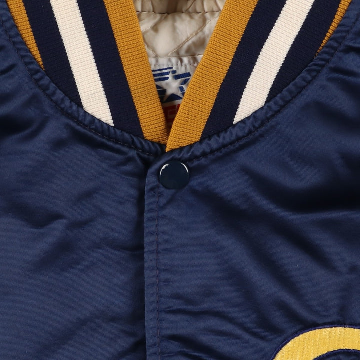 Vintage 1980'S Starter Nylon Varsity Jacket, Award Jacket, Made in USA, Men's XL Nylon navy blue type Vintage Second Hand