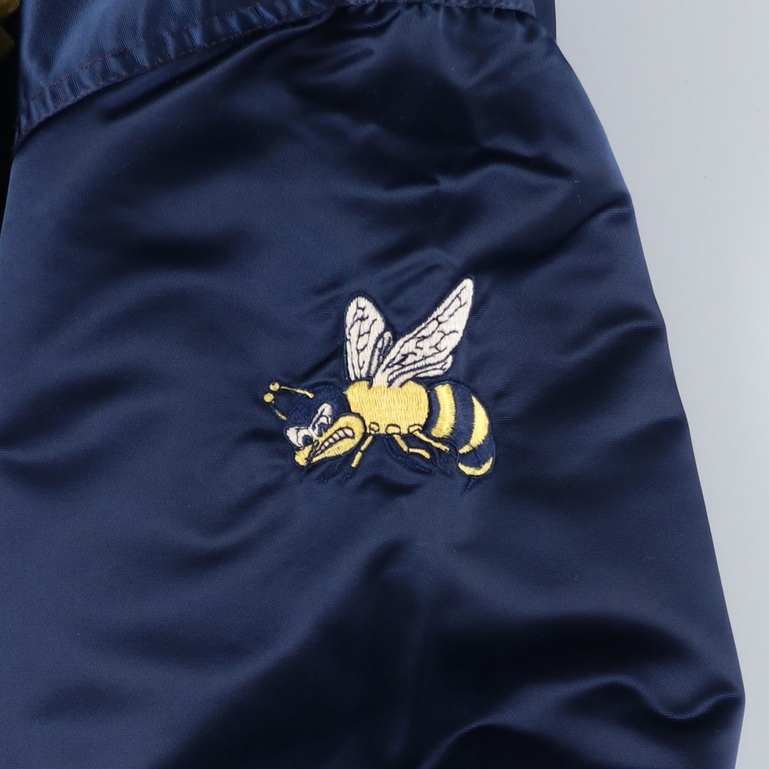 Vintage 1980'S Starter Nylon Varsity Jacket, Award Jacket, Made in USA, Men's XL Nylon navy blue type Vintage Second Hand