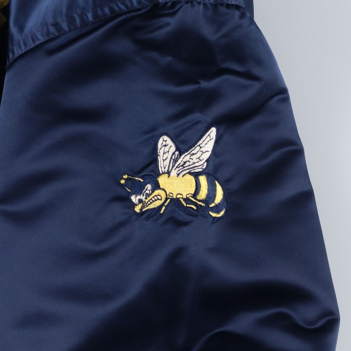 Vintage 1980'S Starter Nylon Varsity Jacket, Award Jacket, Made in USA, Men's XL Nylon navy blue type Vintage Second Hand