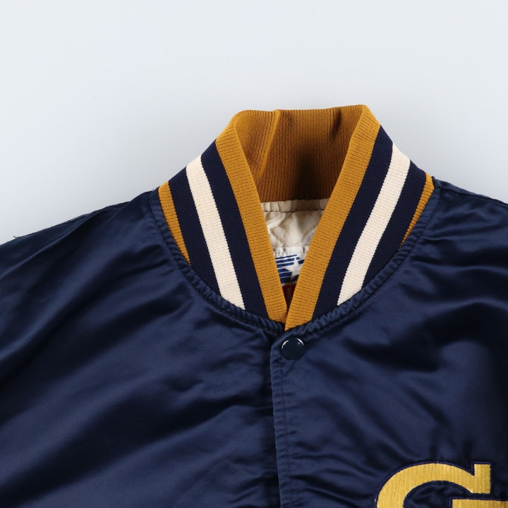 Vintage 1980'S Starter Nylon Varsity Jacket, Award Jacket, Made in USA, Men's XL Nylon navy blue type Vintage Second Hand