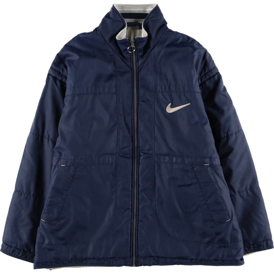 90s-00'S Nike Reversible Padded Puffer Jacket with Back Logo, Men's Size Medium Nylon navy blue type Vintage Second Hand