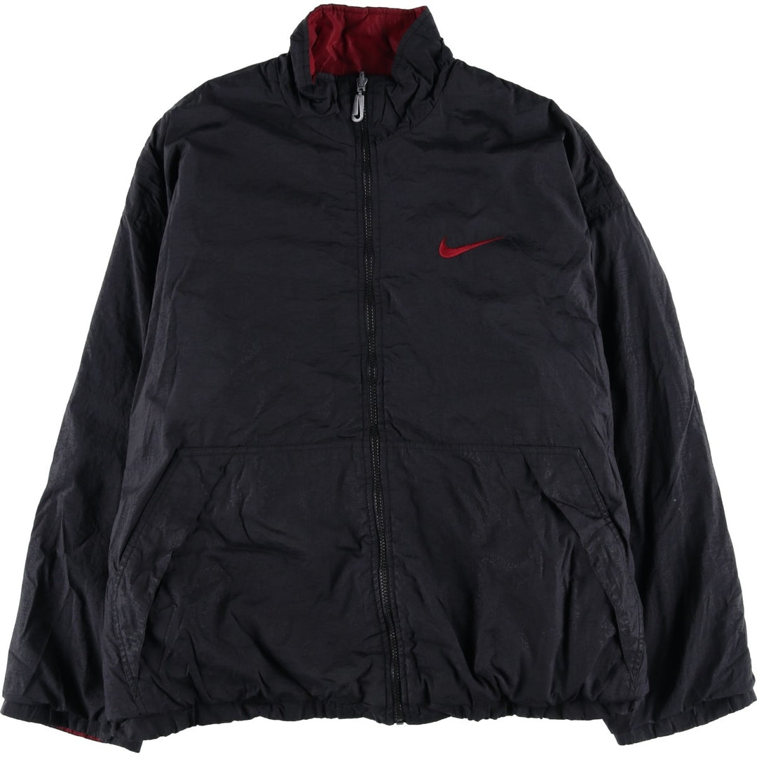 90'S Nike reversible puffer jacket with back logo, men's size L, vintage Nylon black type Vintage Second Hand