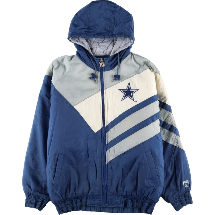 90'S Logo7 NFL Dallas Cowboys Padded Puffer Jacket, Men's Size Medium Nylon Blue type light blue Vintage Second Hand