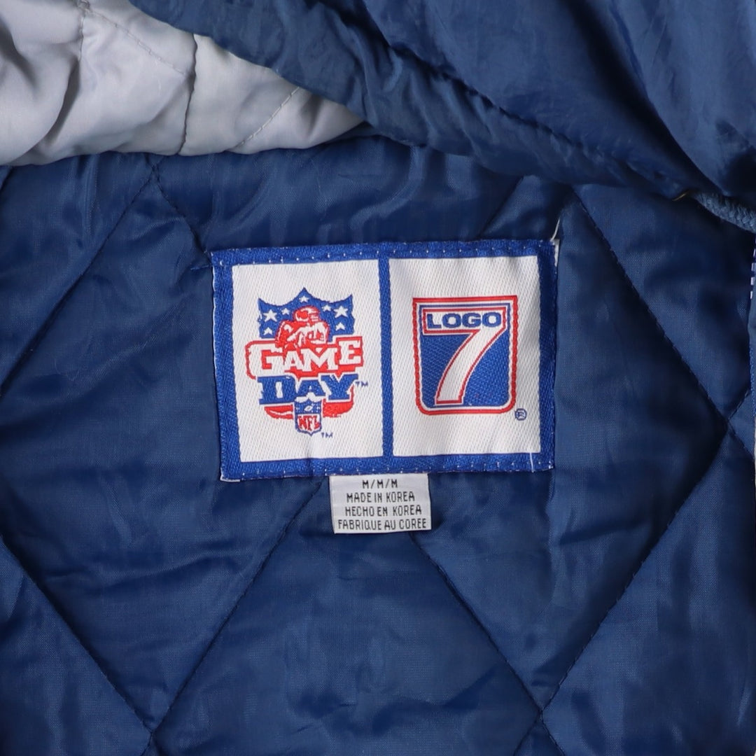 90'S Logo7 NFL Dallas Cowboys Padded Puffer Jacket, Men's Size Medium Nylon Blue type light blue Vintage Second Hand
