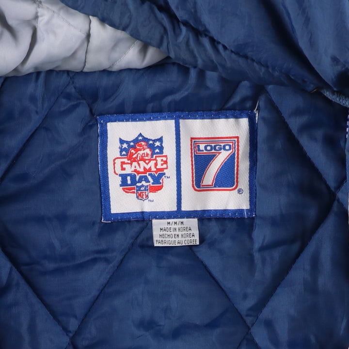 90'S Logo7 NFL Dallas Cowboys Padded Puffer Jacket, Men's Size Medium Nylon Blue type light blue Vintage Second Hand