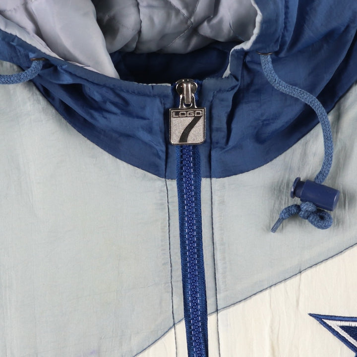 90'S Logo7 NFL Dallas Cowboys Padded Puffer Jacket, Men's Size Medium Nylon Blue type light blue Vintage Second Hand