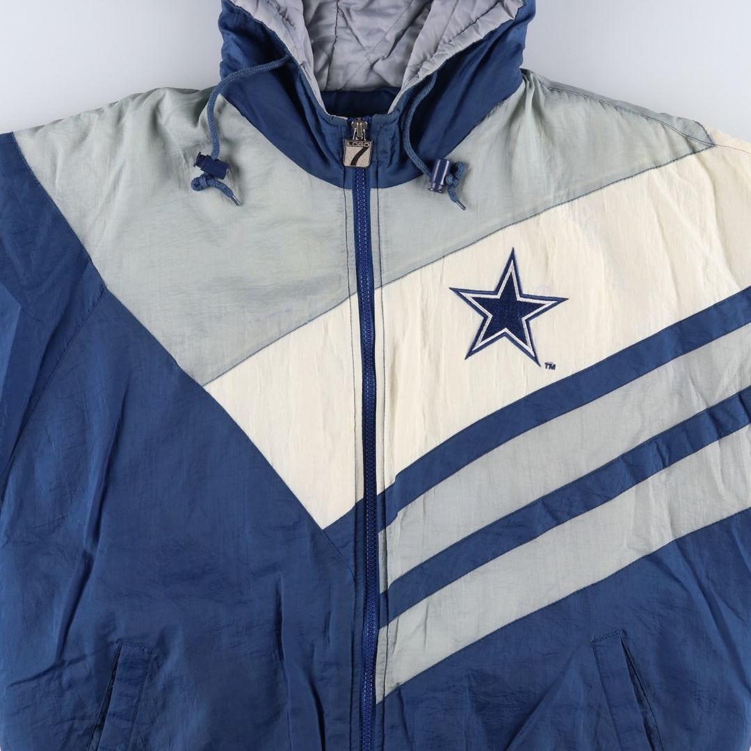 90'S Logo7 NFL Dallas Cowboys Padded Puffer Jacket, Men's Size Medium Nylon Blue type light blue Vintage Second Hand