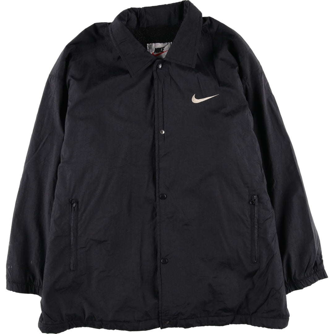 90s-00'S Nike Back Logo Coach Jacket, Men's Size Medium Nylon black type Vintage Second Hand