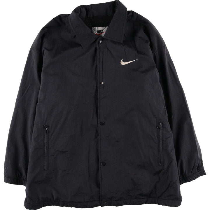 90s-00'S Nike Back Logo Coach Jacket, Men's Size Medium Nylon black type Vintage Second Hand