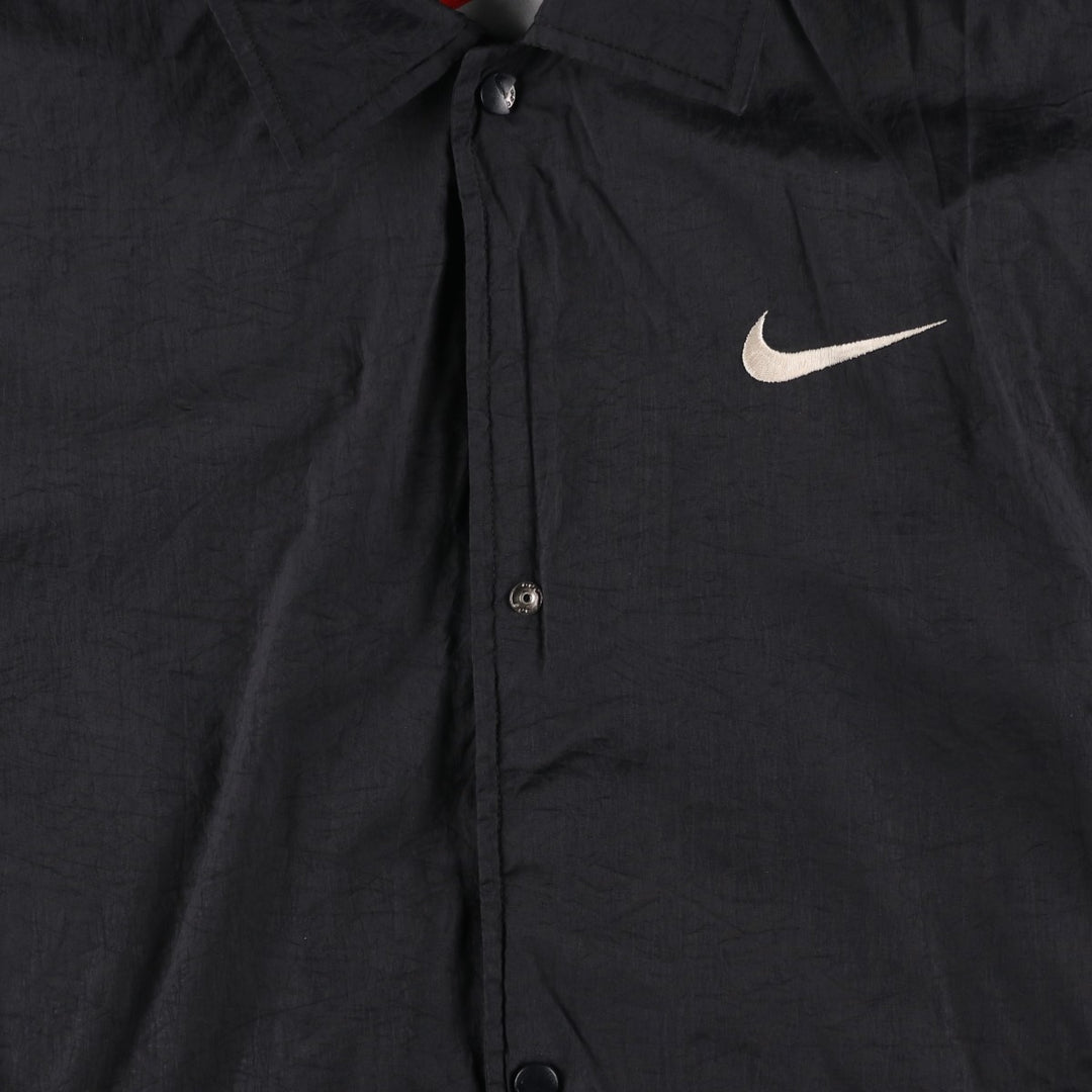 90s-00'S Nike Back Logo Coach Jacket, Men's Size Medium Nylon black type Vintage Second Hand