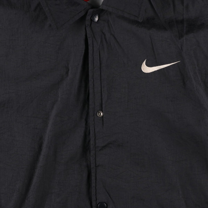 90s-00'S Nike Back Logo Coach Jacket, Men's Size Medium Nylon black type Vintage Second Hand