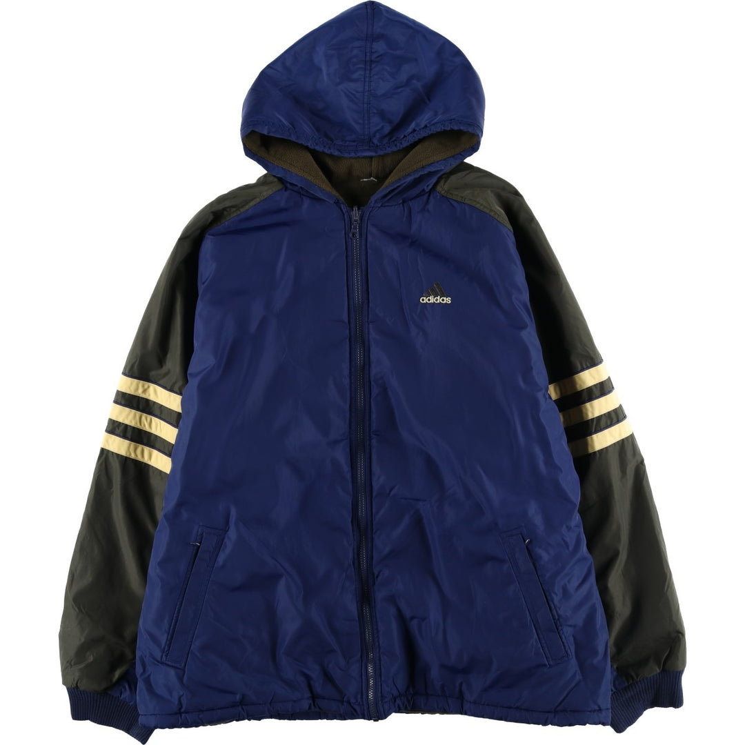 90s-00'S adidas reversible padded puffer jacket, men's size XXL Nylon blue type Vintage Second Hand