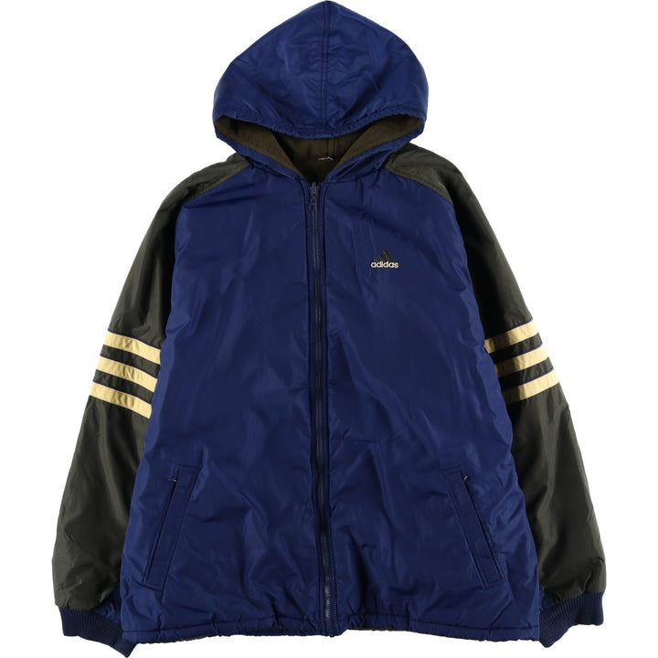 90s-00'S adidas reversible padded puffer jacket, men's size XXL Nylon blue type Vintage Second Hand