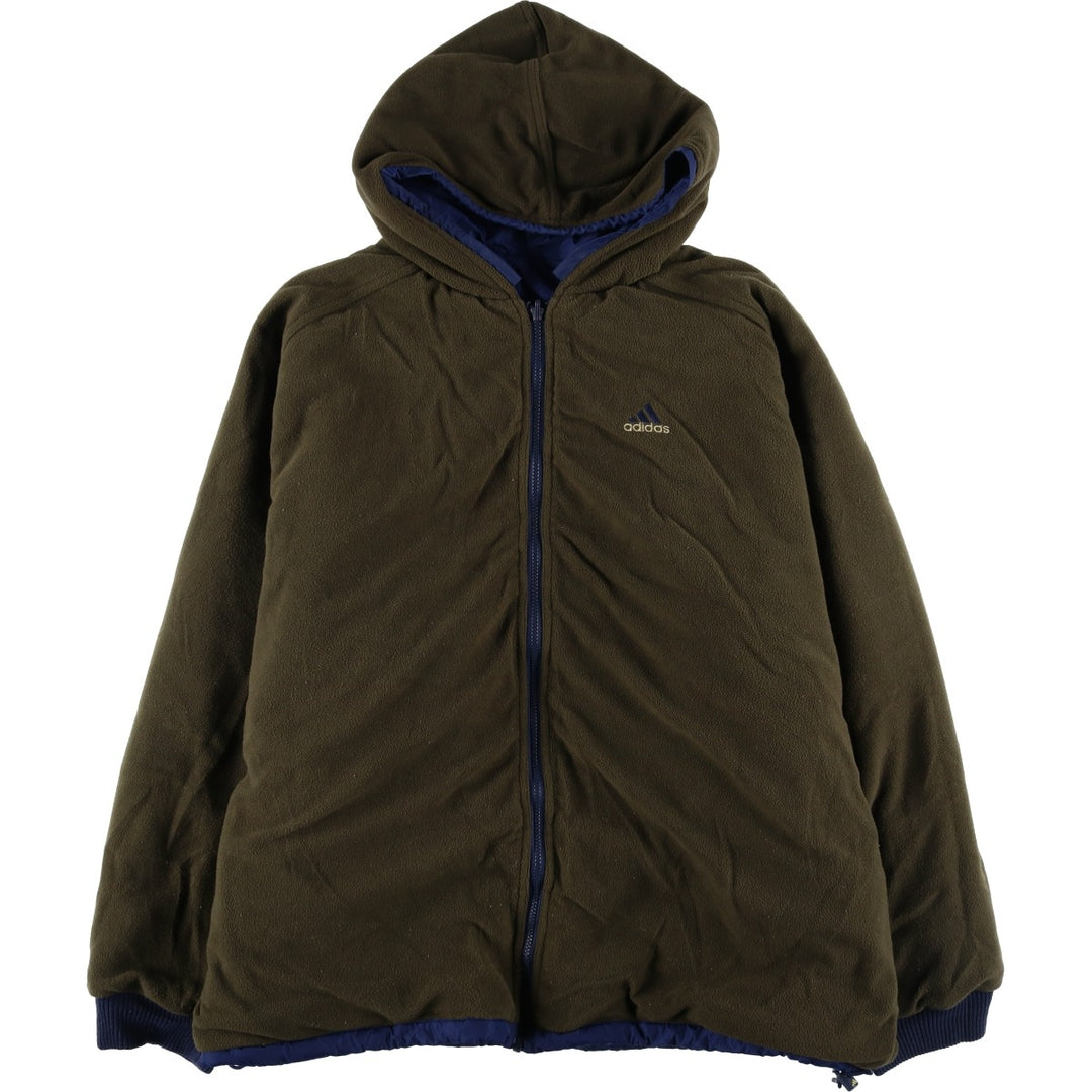 90s-00'S adidas reversible padded puffer jacket, men's size XXL Nylon blue type Vintage Second Hand