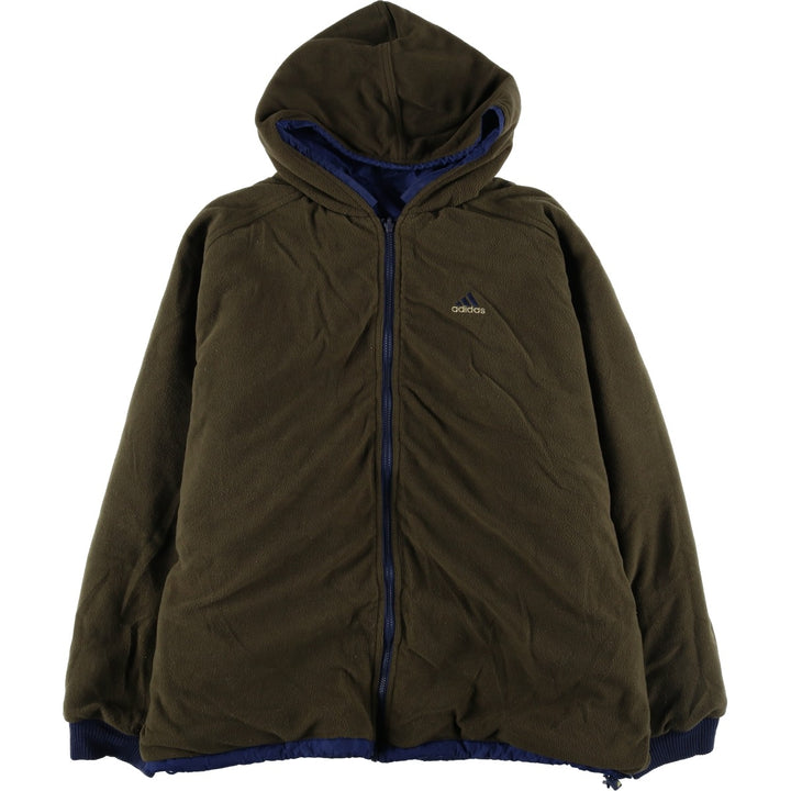 90s-00'S adidas reversible padded puffer jacket, men's size XXL Nylon blue type Vintage Second Hand